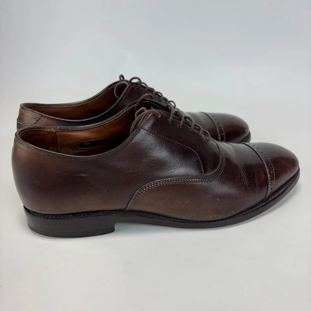 Allen Edmonds Fifth Avenue Oxford Mens 8 Dark Brown Leather Cap Toe Dress Shoes